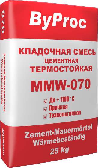 Кладочная смесь цементная термостойкая MMW-070 25кг
