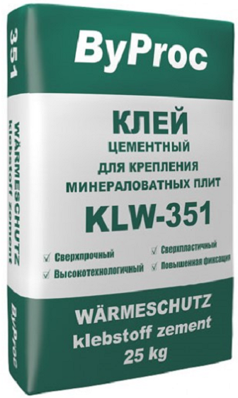 Клей цементный для крепления минераловатных плит KLW-351 25кг